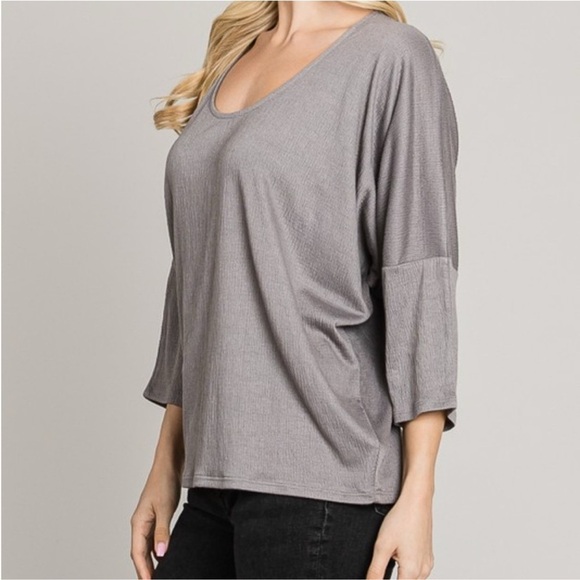 Cerule Gray Crinkle Knit Lace Back Top | Relaxed Fit Soft NWT XL - Picture 4 of 8
